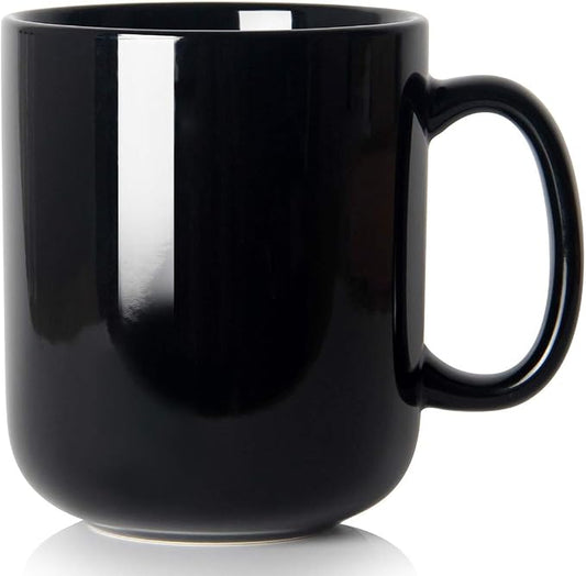 20 OZ Large Coffee Mug, M016 Ceramic Big Tea Cup with Handle for Dad Men, Black by Smilatte