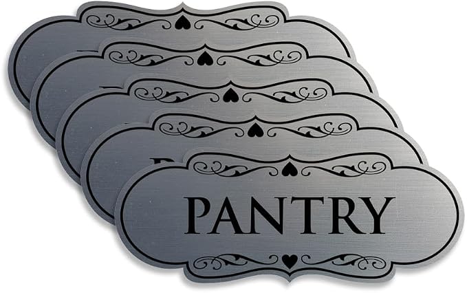 Designer Pantry Sign (Brushed Silver) - Small (5 Pack) by SignsByLITA