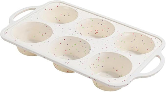 6 Cups Silicones Muffins Pan French Pastries Nonstick Baking Mold Tray for Cupcakes Brownies Ice Creams Speckled Design
