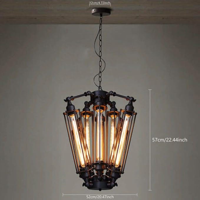 Industrial Steampunk Style Chandelier Vintage Pendant Light Loft Ceiling Fixture for Country Hotel Restaurant Bar Creative Ceiling Lamp (8 Heads) - Image 6