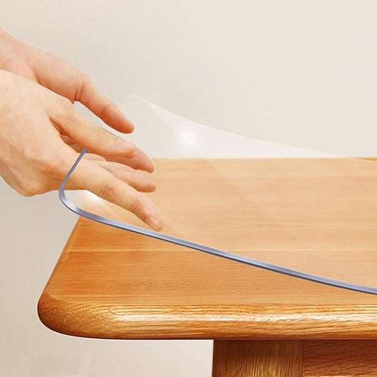 Multi-Size Thick Clear PVC Table Cover Protector 42x54 Inch Eco Plastic Vinyl Rectangle Office Desk Top Pad Cover Glass Wood Dining Coffee End Artwork Tabletop Protective Pad Glitter Desk Protector by SPLENDEFUL