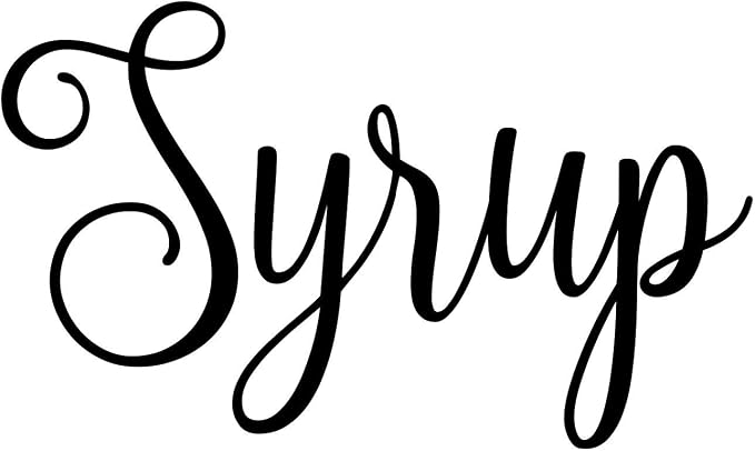 Syrup 4.25w x 2.5h Label | Kitchen Pantry Organization | Die Cut Vinyl Decal | Black Fancy Font (Sticker Only) by MinglewoodTrading