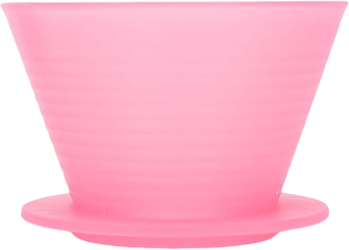 POCREATION Pour Over Coffee Maker Manual Coffee Brewer Hand Drip Coffee Maker Flat Bottom Coffee Dripper with Detachable Design for Home Restaurant Office Use (Pink)