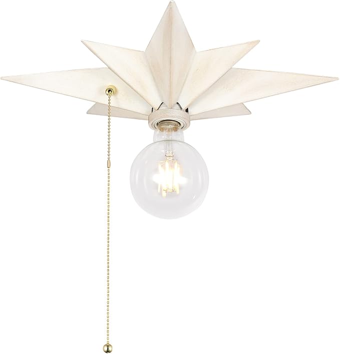 16 inch Flush Mount Ceiling Light with Pull Chain On/Off Switch, White Star Ceiling Light Fixtures, Farmhouse Modern Lighting for Hallway, Entryway, Porch, Study, Bedroom, Stair, Kitchen, Bathroom by Airposta