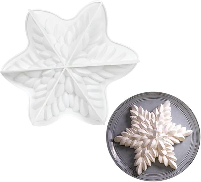 mostsom 3D Snowflower Silicone Mold for Baking, Mousse Cake Molds for French Desserts, Pastry, Chocolate, Cupcake, Pudding, Jello, Fondant, Soap, Nonstick Decoration Mould Baking Tools (G_ Snowflower)