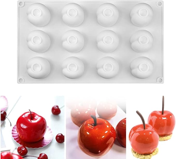 Silicone Mold Baking Pan Non-Stick Baking Pastry Chocolate Cake Dessert DIY Decoration Tools (Cherry T_11.8x6.8x0.16 inch)