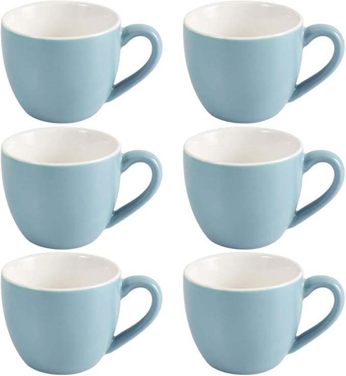 homEdge Mini Porcelain Espresso Cup, 3 Ounces / 90 ml Tiny Coffee Mugs Demitasse for Espresso, Tea- Set of 6, Light Blue