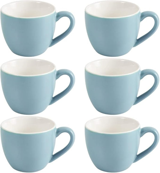 homEdge Mini Porcelain Espresso Cup, 3 Ounces / 90 ml Tiny Coffee Mugs Demitasse for Espresso, Tea- Set of 6, Light Blue