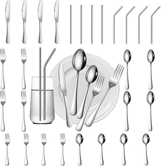 28 Pieces Silverware Service for 4 Flatware Set Stainless Steel Utensils Cutlery Set Dishwasher Safe by Gutuwellea