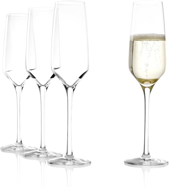 Stölzle Lausitz Champagne Glasses Experience 6-Piece Set 6.5 oz – Elegant Crystal Flutes for Prosecco & Champagne – Dishwasher-Safe & Durable by St%C3%B6lzle%C2%A0Lausitz