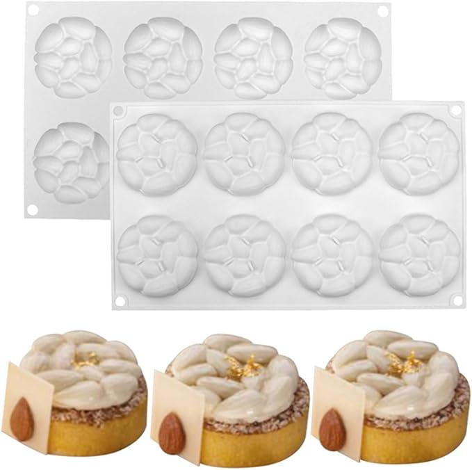 mostsom Chocolate Almonds Molds Silicone 8 Cavities Chocolate Candy Fondant Mold Mould for DIY Baker Soap Mold (Almonds G1_11.8x6.88x0.72inch)