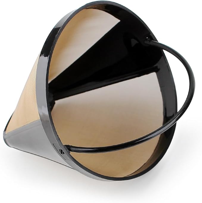 Replacement Parts 1pcs Filter Basket Holder with 2pcs Gold Tone filter, Compatible with Cuisinart Coffee Makers DCC-1100,SS-15