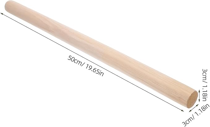 2pcs Solid Wood Rolling Pin for Dough Baking, 50x3cm Wooden Pastry Dough Roller with Resistance to Deformation, Versatile Kitchen Baking Tool for Bread and Cookie Preparation - Image 2