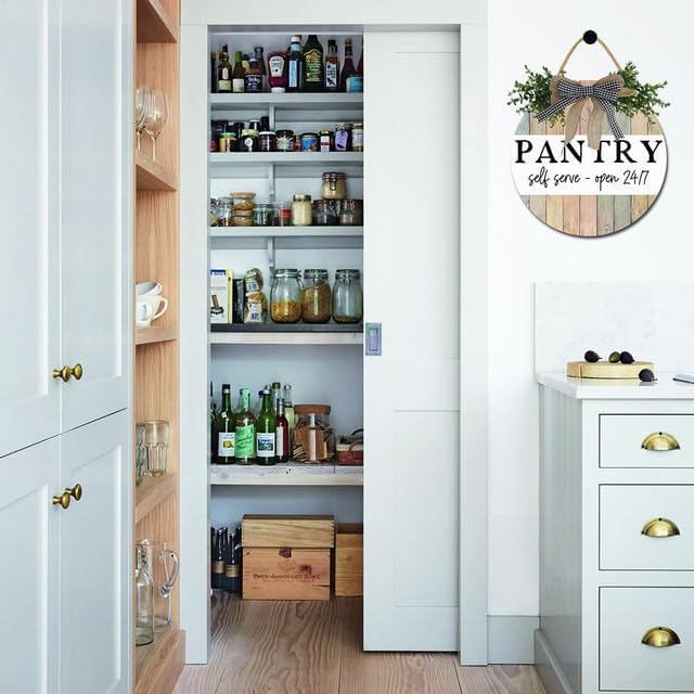 Pantry Sign Home Decor Round Wood Sign Plaque 12 Inches Kitchen Hanging Wall Art Rustic Wood Hanging Wall Decor - Vintage Farmhouse Sign for Kitchen or Dining Room - Image 2