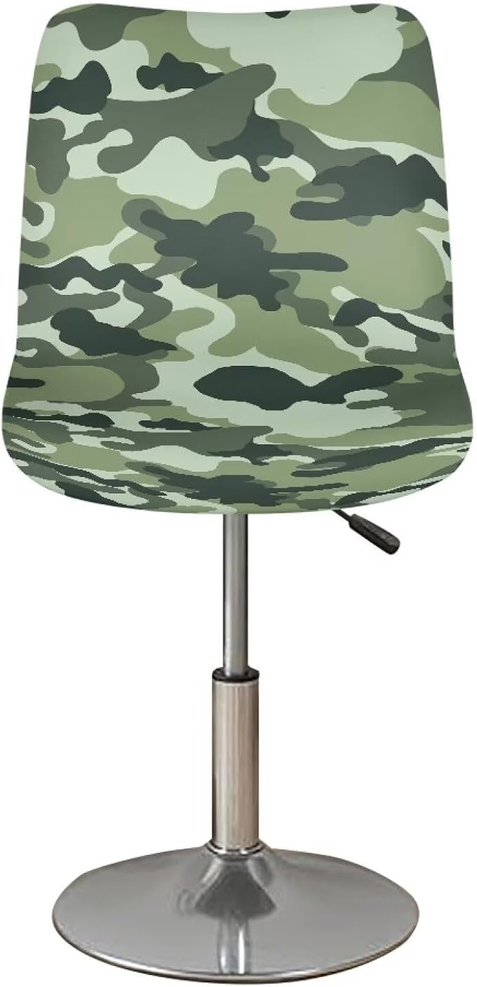 Green Camouflage Soft Bar Stool Slipcovers Non Slip Waterproof Bar Stool Chair Covers with Elastic Band for Dining Room Chairs - Image 2