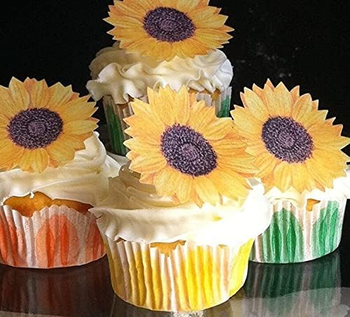 Sugar Robot inc - Edible Wafer Sunflowers for cake decorating - Large Size - Edible flowers cake decorations - Premium Crafted - Made in the USA Cake -Set of 12 (Sunflowers) - Image 3