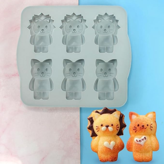 Silicone Mold for Cake DIY Baking Chocolate Eco-Friendly Cake Mold Candy Chocolate Cake Mould Baking DIY Kitchen Accessiories (Lion Cat Q_7.92 X7 X0.76 inch) - Image 3