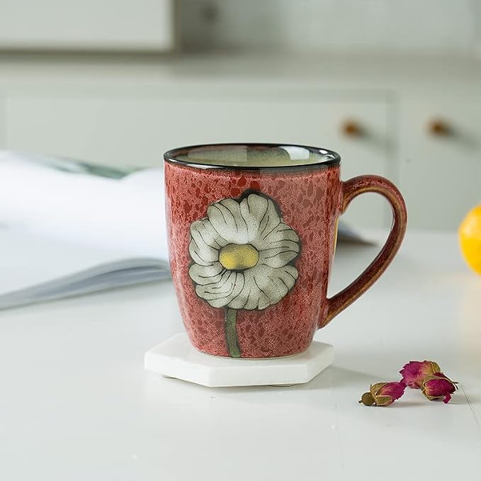 Ceramics 12oz Coffee mugs,Coffee cups,Tea mugs,Kiln Glazing Process,Microwave and Dishwasher Safe, Perfect For Tea, Espresso, Latte - Porcelain Mugs for Kitchen or Cafe (Red+Blue+Green+Pink) - Image 3