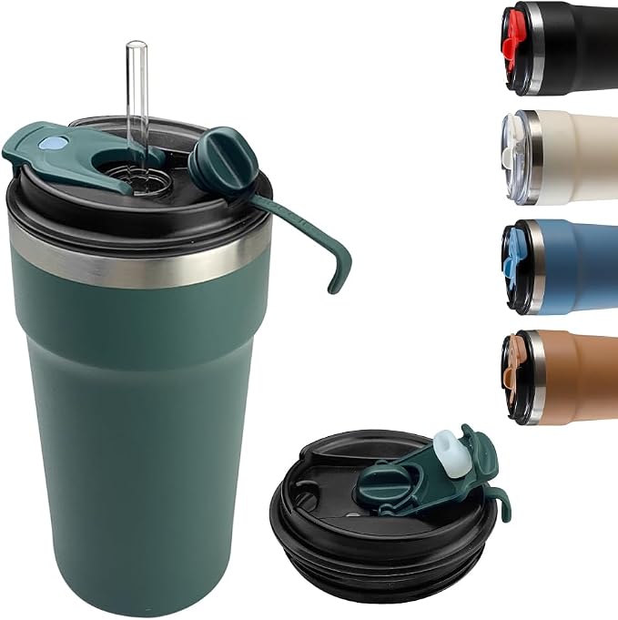 SPLMIFA Travel Coffee Mugs Leak-Proof, Reusable Coffee Cups with Lids, Stainless Steel Vacuum Insulated Coffee Tumblers, Thermal Insulation Cups for Men and Women Hot & Cold Drinks(4th-Green, 16OZ) by SPLMIFA
