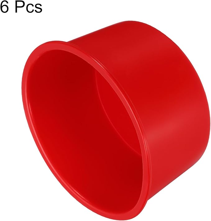 HARFINGTON 6 Pcs Round Cake Pans 4" Nonstick Quick Release Silicone Cake Mould Bakeware Tools for Baking Cupcakes Bread Pizza, Red