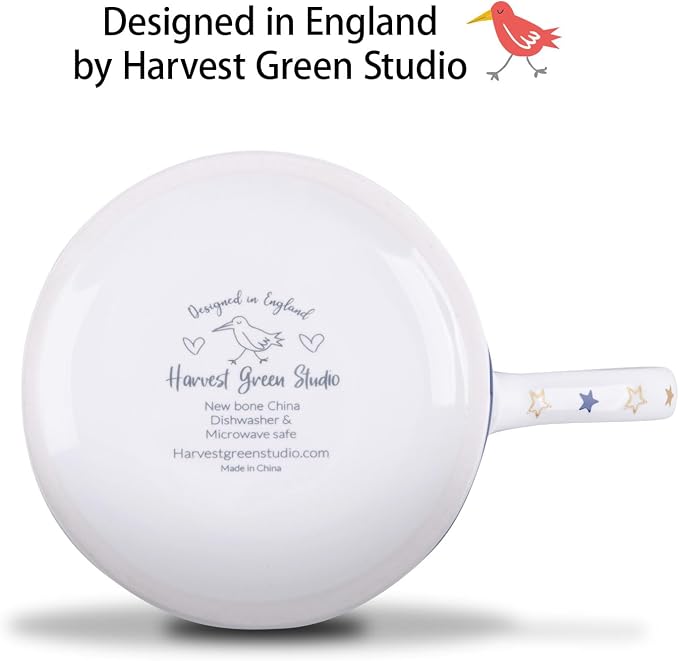 Blue Celestial Coffee Mug, "Your Future is Bright" Inspirational Theme Ceramic Mug, 12 oz New Bone China Mug with Tarot Symbols of Sun, Moon & Stars, Designed in England by Harvest Green Studio - Image 6