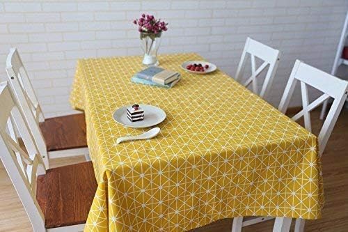 meioro Yellow Boho Table Cloth Rectangle Cotton Linen Nordic Twill Tablecloths Wrinkle Free Fabric Checkerboard Stripe Table Cloths Rustic Cover for Kitchen Dining Party Outdoor Picnic(39 x 55 Inch) - Image 4