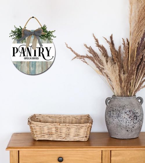 FemiaD Pantry Sign Kitchen Wall Decor Front Door Decorations Round Rustic Wood Hanging Sign for Farmhouse Porch Outdoor Home Holiday Decor 11inch - Image 3