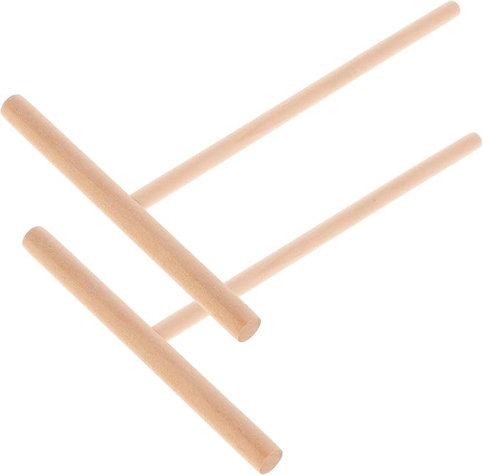Garneck 2pcs Wooden Pancake Rake Spreading Tool for Making Omelets and Pancakes, Sturdy Khaki Wood Kitchen Utensil for Home Cooking and Breakfast Preparation by GARNECK