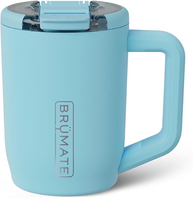 BrüMate Müv - 15oz 100% Leak Proof Insulated Coffee Mug with Handle & Lid - Stainless Steel Coffee Travel Mug - Double Walled Coffee Cup (Glacier) by Br%C3%BCMate