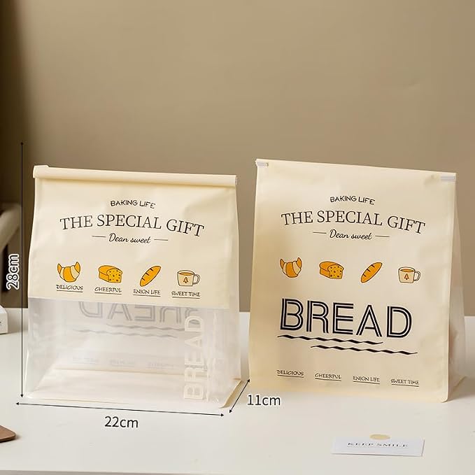 Baking Life The Special Bakery Packaging Gift Bags, Bread Storage with Window, Dear Sweet Design, Roll Top Closure (100, Large) - Image 2