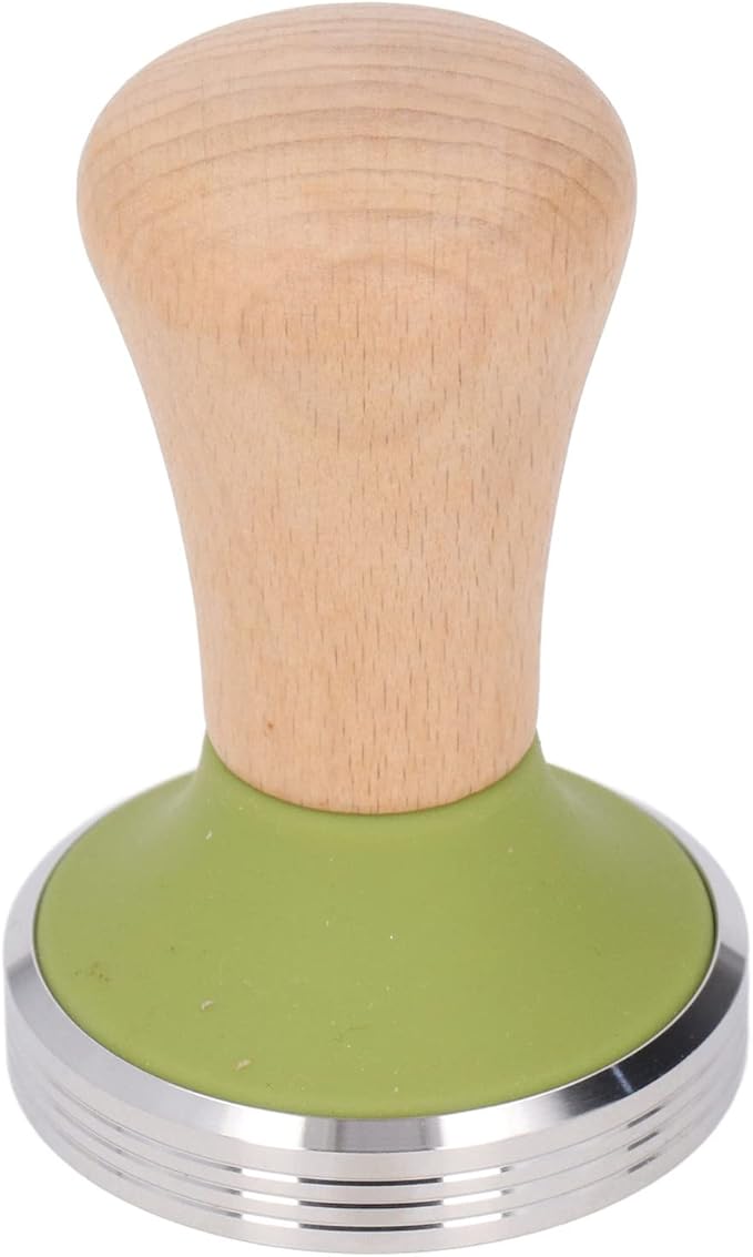 Beech Wood Coffee Tamper, Wooden Handle, Coffee Powder Press, Hammer Mill with Stainless Steel Base for Barista Beginners (51mm)