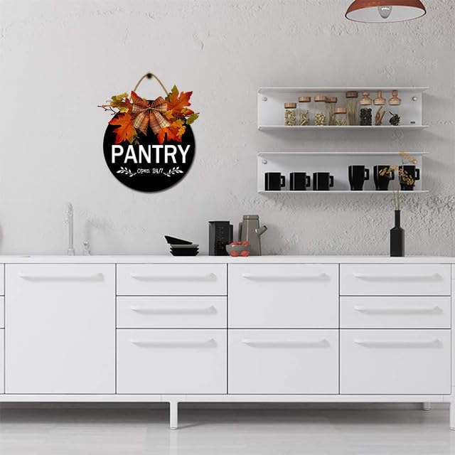Pantry Sign,Pantry Rustic Round Wooden Wreath,Farmhouse Front Door Front Porch Decor,For Holiday Home Shop Farmhouse Window 11" - Image 3