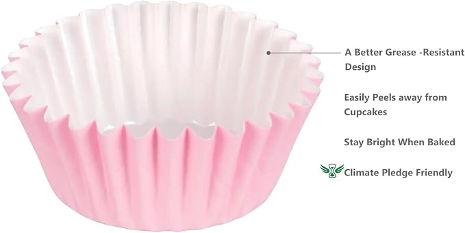 Caperci Grease-Resistant Standard Pink Cupcake Liners 150 Counts - Heavy Duty Paper Muffin Baking Cups, Odorless, No Muffin Pan Needed, Easily Peels (Pink) - Image 3