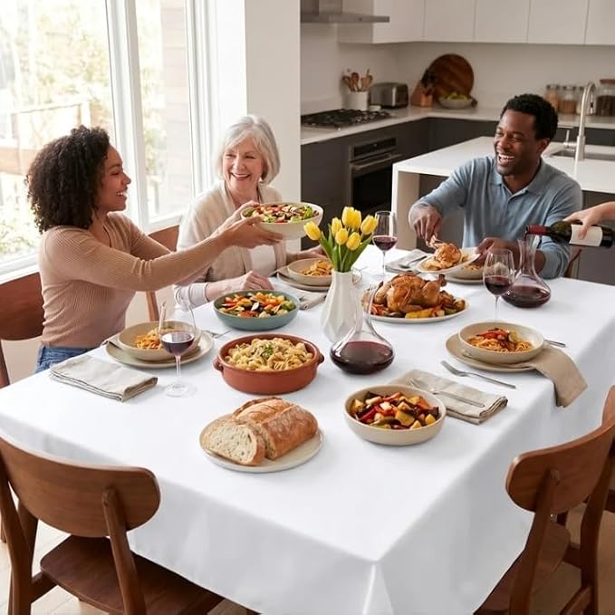Urban Villa Tablecloth Cotton Tabletop 60x102 (8-10 Seats) White - Image 7