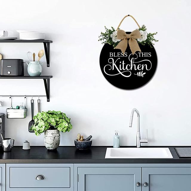 Kitchen Wall Decor Bless This Kitchen Wall Decor Rustic Farmhouse Wooden Funny Kitchen Door Sign for Home Wall Decor Dining Room Wall Decor 11inch - Image 4