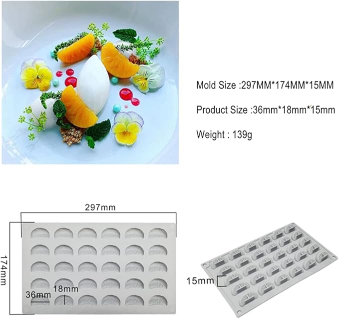 mostsom 3D Tangerine Slice Silicone Mold Orange Segments Fruit Fondant Gum Paste Icing Mold for Cake Cupcake Decoration Chocolate Candy Resin Polymer Clay Soap Embeds Mold (Rrange C)