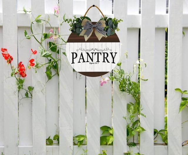 Uptell 12" Farmhouse Pantry Signs Pantry Open 24/7 Wall Door Decor Farmhouse Pantry Wall Decoration,Wood Wall Hanging Plaque Sign for Pantry Room Kitchen Decor 12 Inch - Image 6