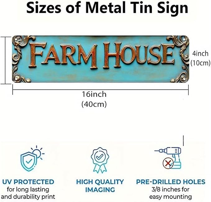 Bar Sign Bar Gifts Vintage Metal Wall Decor Sign"FARM HOUSE" Street Sign Funny Man Cave Decor Accessories for Home, Bar, Bathroom, Bedroom Unique Retro Tin Signs for Outdoor 4 X 16 inches - Image 4
