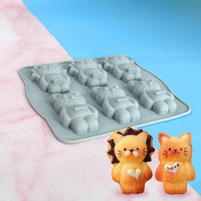 Silicone Mold for Cake DIY Baking Chocolate Eco-Friendly Cake Mold Candy Chocolate Cake Mould Baking DIY Kitchen Accessiories (Lion Cat Q_7.92 X7 X0.76 inch) - Image 5