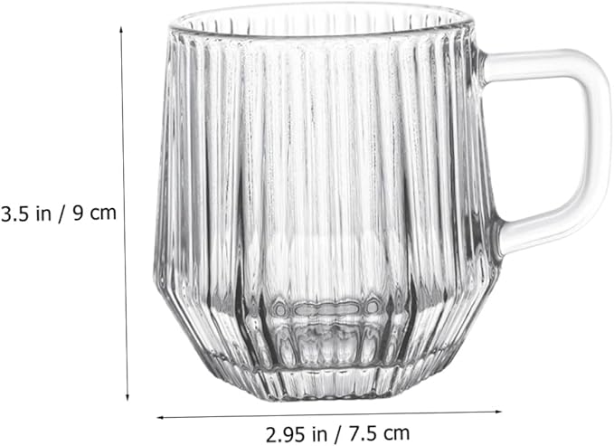6pcs Vertical Stripe Glass Beer Cups Transparent Water Mugs Heat-resistant Coffee Holders for Home Kitchen and Cafe Use