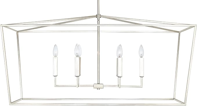 Capital Lighting 837661PN Thea Symmetrical Clear Line Island/Linear Pendant, 6-Light 360 Total Watts, 21" H x 42" W, Polished Nickel by CapitalLightingFixtureCompany