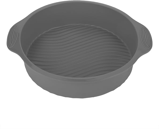 Silicone Cake Mold Round Shape Baking Pan for Oven and Microwave Food Grade Silicone Material in Green Pink Gray Blue 9 Inch Size (Gray) by Pilipane