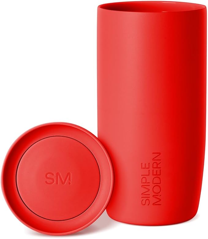 Simple Modern Insulated Travel Coffee Mug 360° Lid | 16oz | Red | Voyager Ceramic-Lined Insulated Stainless Steel Coffee Tumbler, Iced Coffee Cup, Mug with Lid | Fits Cupholder, Rudolf by Unknown