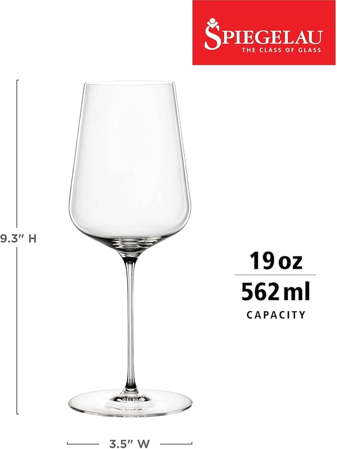 Spiegelau Definition Crystal Universal Wine Glasses for Red and White Wines, Durable Drinking Glasses for Housewarming, Birthday Party, Wedding Gifts, Home Bar, Elegant Glassware, 19 oz, Set of 4 - Image 3