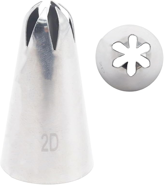 1 Piece 2D Piping Tip, Stainless Steel Icing Nozzles, Cake Baking Tools for Buttercream, Birthday Cake, Cookie Icing, Cupcake or DIY Art (2D)