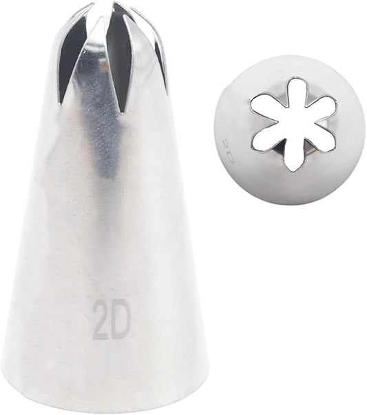 1 Piece 2D Piping Tip, Stainless Steel Icing Nozzles, Cake Baking Tools for Buttercream, Birthday Cake, Cookie Icing, Cupcake or DIY Art (2D)