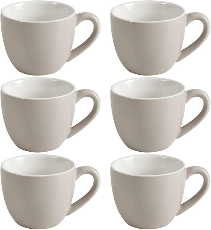 homEdge Mini Porcelain Espresso Cup, 3 Ounces / 90 ml Tiny Coffee Mugs Demitasse for Espresso, Tea- Set of 6, Light Gray