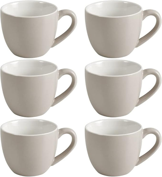 homEdge Mini Porcelain Espresso Cup, 3 Ounces / 90 ml Tiny Coffee Mugs Demitasse for Espresso, Tea- Set of 6, Light Gray