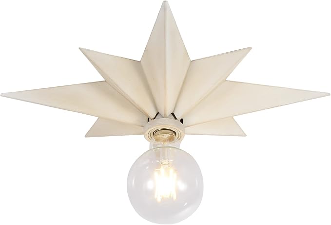 16 inch Flush Mount Ceiling Light, Modern Farmhouse White Star Ceiling Light, Vintage Star Light Fixtures Ceiling for Hallway, Entryway, Study Room, Bedside, Stair, Foyer, Kitchen, Bathroom by Airposta