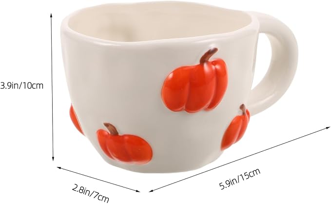 ABOOFAN Ceramic Pumpkin Coffee Mug with Handle - Novelty Coffee Cups for Tea Milk Cocoa Fall Halloween Decor Home Office Drinkware 5.90 X 3.93 X 2.75 inch - Image 3